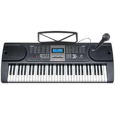 Precision Audio 61 Key Full Size Electronic Keyboard Lcd Screen Wired Microphone
