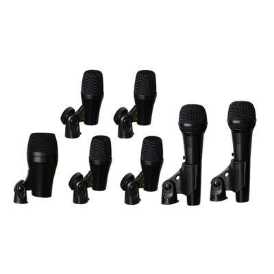 7 Piece Drum Microphone Kit Bass Snare Tom Overhead Mics