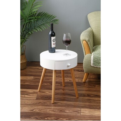 Round Bedside Table Side Table Bedroom Drawers