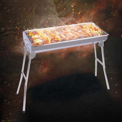 Skewers Grill Portable Stainless Steel Charcoal Bbq Outdoor 6-8 Persons