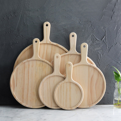 9 Inch Round Premium Wooden Pine Food Serving Tray Charcuterie Board Paddle Home Decor
