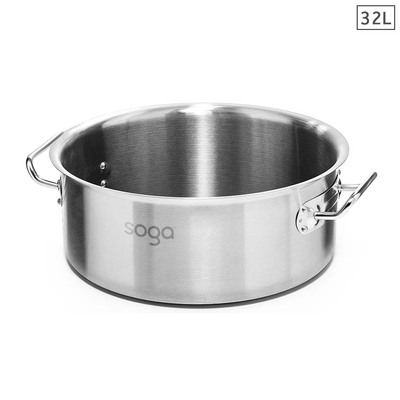 Stock Pot 32L Top Grade Thick Stainless Steel Stockpot 18/10 Without Lid