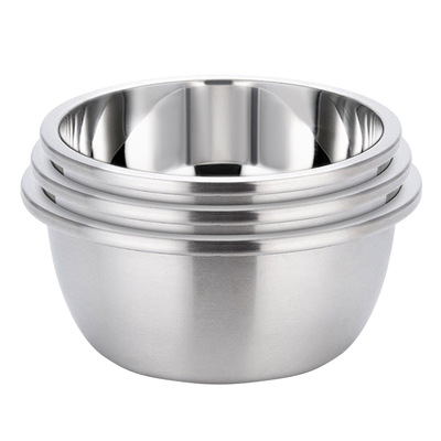 3Pcs Deepen Polished Stainless Steel Stackable Baking Washing Mixing Bowls Set Food Storage Basin