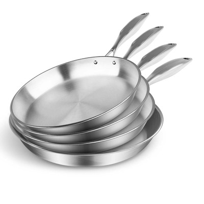 4X Stainless Steel Fry Pan Frying Pan Top Grade Induction Skillet Cooking Frypan