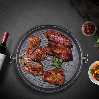 Portable Korean Bbq Butane Gas Stove Stone Grill Plate Non Stick Coated Round