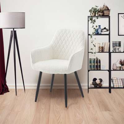 Neo Cindy Ivory Fabric Dining Chair 2PC Elegant and Comfortable Set 