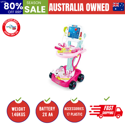 Kids Children'S Doctors Medical Cart & Ecg Machine For Toddler Play