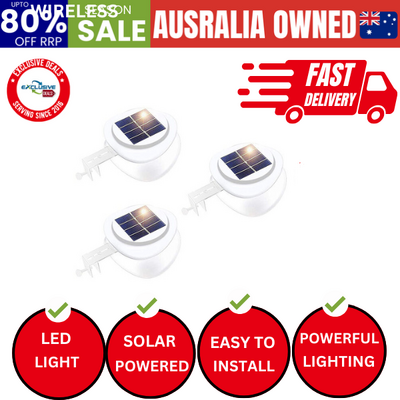 Solar Multipurpose Light (3-Piece, White) W/ Screw & Mount, Energy-Saving