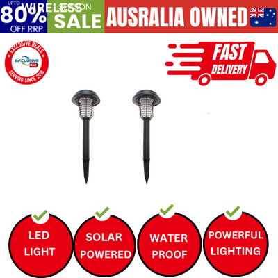 Lenoxx Wireless Solar-Powered Mosquito Killer Lamp (2-Piece, Black)