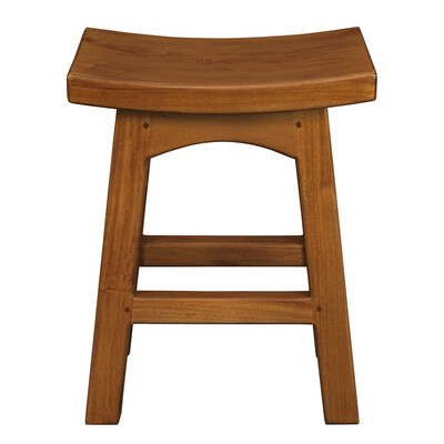 Tokyo Solid Mahogan Timber Footstool  (Light Pecan)