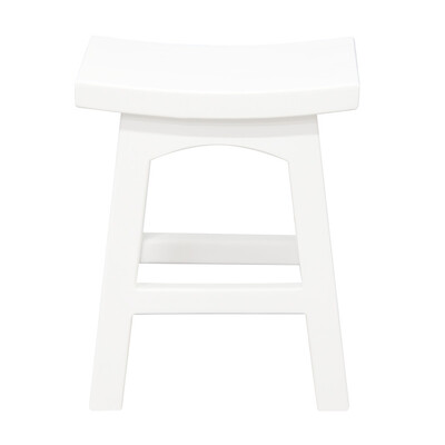 Tokyo Solid Mahogan Timber Footstool (White)
