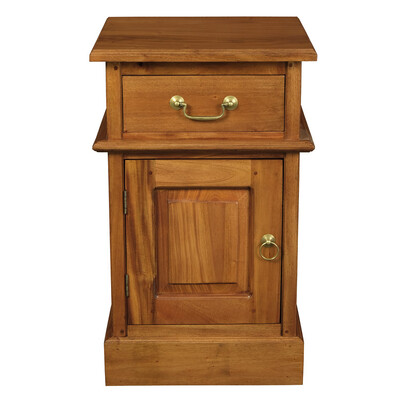Tasmania 1 Solid Door 1 Drawer Bedside Light Pecan