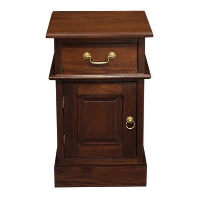 1 Solid Door 1 Drawer Bedside (Mahogany)