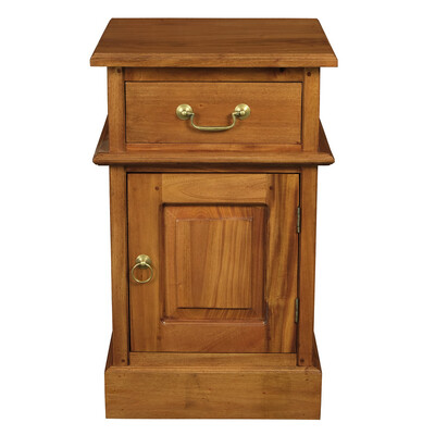 Tasmania 1 Solid Door 1 Drawer Bedside (Light Pecan)