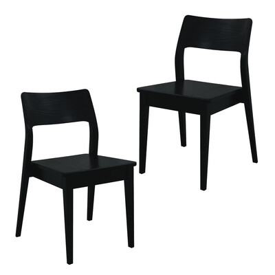 Solid Oak Dining Chair - Set of 2 (Black)
