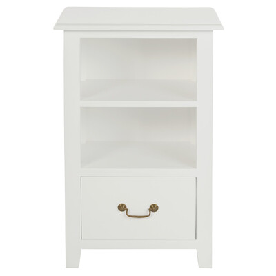 Tasmania 1 Drawer Solid Mahogany Timber Lamp Table (White)