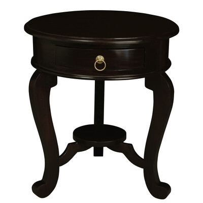 Emilia 1 Drawer Solid Mahogany Timber Lamp Table (Chocolate)