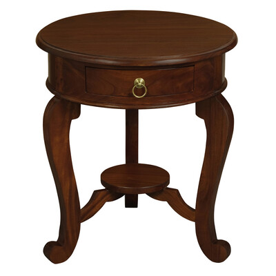 Emilia 1 Drawer Solid Mahogany Timber Lamp Table (Mahogany)