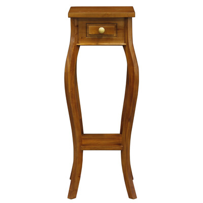 1 Drawer cabriol Leg Plant Stand (Light Pecan)