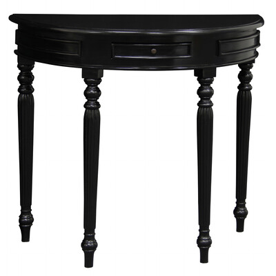 Turn Leg Half Round Sofa Table  (Black)