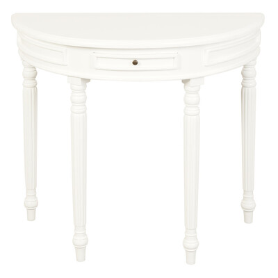 Turn Leg Half Round Sofa Table (White)