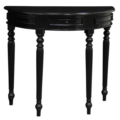 Turn Leg Half Round Sofa Table (Black)