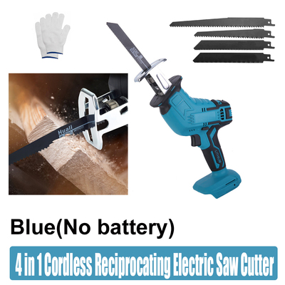 Cordless Electric Reciprocating Saw Cutter (Blue, Blades Not Included)
