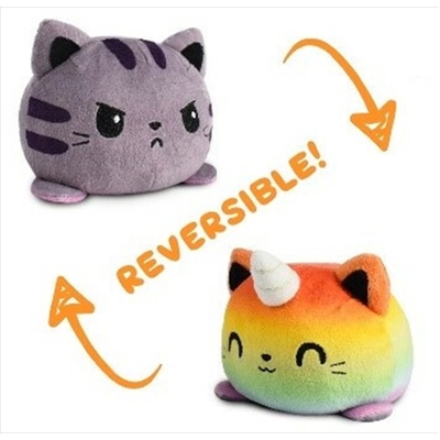 Reversible Plushie - Tabby/Rainbow Cat