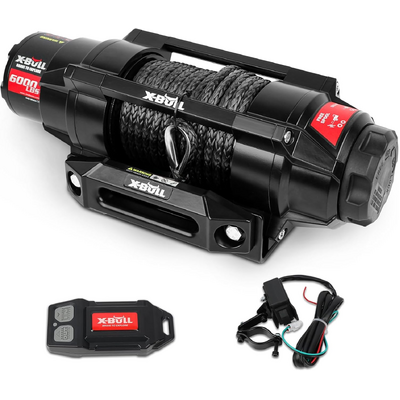 Heavy-Duty 6000lbs Electric Winch - 12V Synthetic Rope