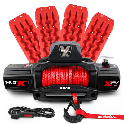 4WD Electric Winch: 14500Lbs, 12V Red