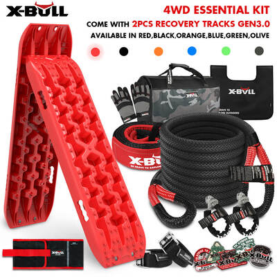 Recovery Kit Kinetic Rope Snatch Strap / 2PCS Recovery Tracks 4WD Gen3.0 Red