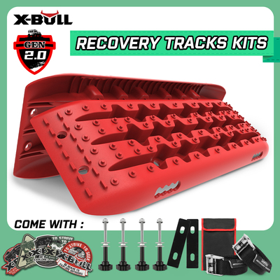 Recovery Tracks Sand Trucks Offroad With 4Pcs Mounting Pins 4Wd Gen 2.0- Red