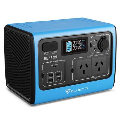 Eb55 Portable Power Staiotn 700W/537Wh Lifepo4 Battery Backup Au Plug For Home Emergency Outdoor Camping Blue