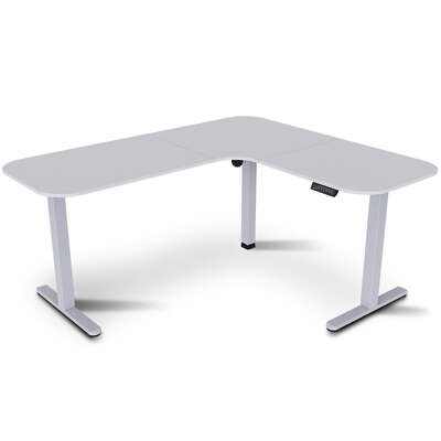 Standing Desk Corner Electric Height Adjustable Sit Stand White Desktop