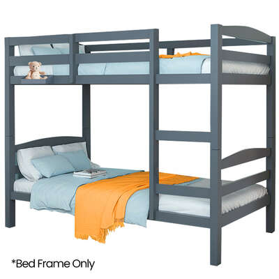 Single Bunk Bed Frame Solid Pine 2-In-1 Modular Design Converts To