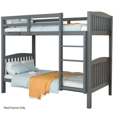 Single Bunk Bed Frame Solid Pine Wood Timber Modular Design Grey