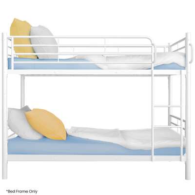 2In1 Single Metal Bunk Bed Frame With Modular Design Matte White