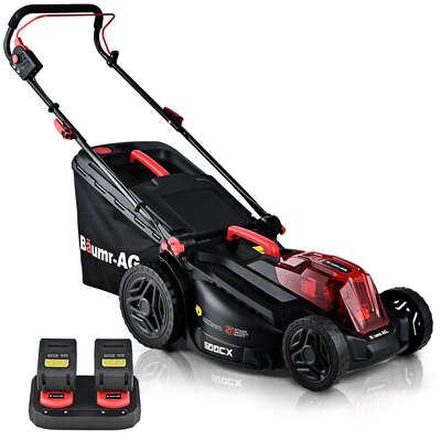 Cordless Lawn Mower Kit, Fast Charger, 2 x 4Ah Battery, 5 Stage Height Adjustment