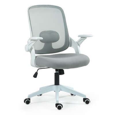 Fortia Ergonomic Office Desk Chair, Coolmesh Fabric, Grey Mesh/White Frame