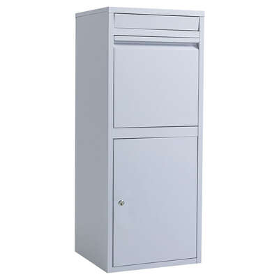 Freestanding Parcel Post Box Letterbox, Letter Slot, Light Grey
