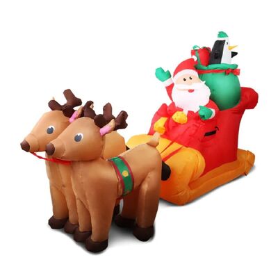 2.2M Santa And Reindeer Christmas Inflatable With Led