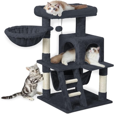 104cm Plush Cat Condo Cat Tree Dark Grey
