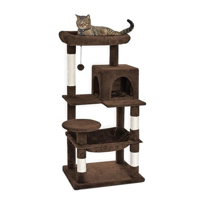 Ultimate Comfort for Your Feline Friend: 118cm Plush Cat Condo in Brown
