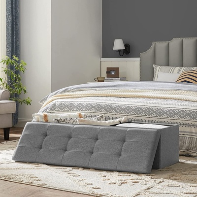 110Cm Storage Ottoman Bench Light Grey