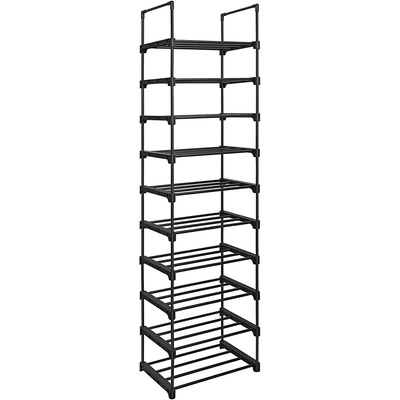 10-Tier Metal Shoe Rack Customizable Design Black