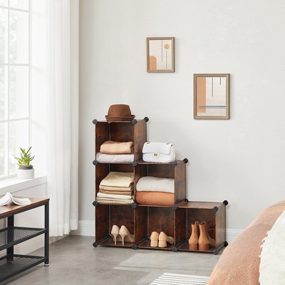 6 Cube Storage Organizer And Storage With Rubber Mallet Rustic Brown