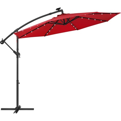 3m Patio Umbrella with Solar-Powered LED Lights Red