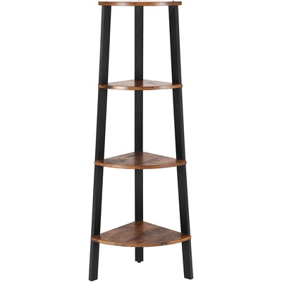Corner Shelf 4-Tier Industrial Storage Rack Rustic Brown And Black