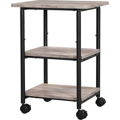 3-Tier Machine Cart with Wheels and Adjustable Table Top Greige and Black