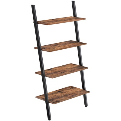 Ladder Shelf 4-Tier Rustic Brown and Black LLS43BX